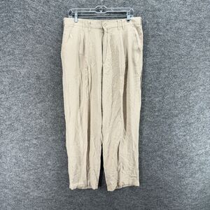 Outback Rider Dress Pants Men 34 Beige Mid Rise Pleated Straight Rayon Pockets